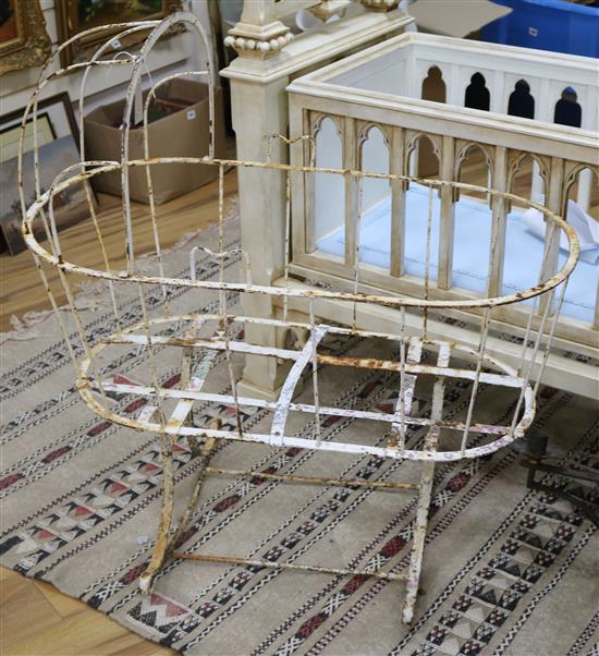 A 19th century childs wrought iron crib
